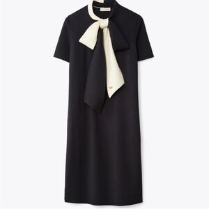 Tory Burch Black Midi Dress with Cream Accent
